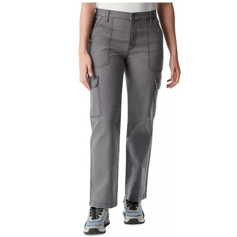 BASS OUTDOOR Women's High-Rise Canvas Cargo Pants FORGED IRON NWT SIZE  10